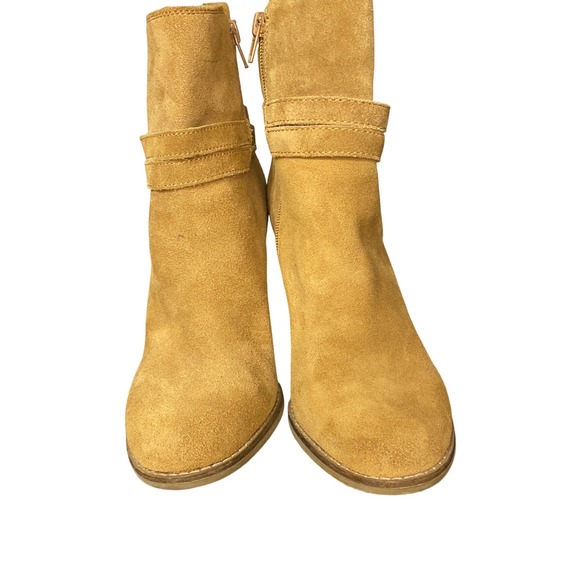 Lucky Brand Latonya Women's Suede Leather‎ Buckle Strap Ankle Boots Tan Brown - Picture 5 of 10